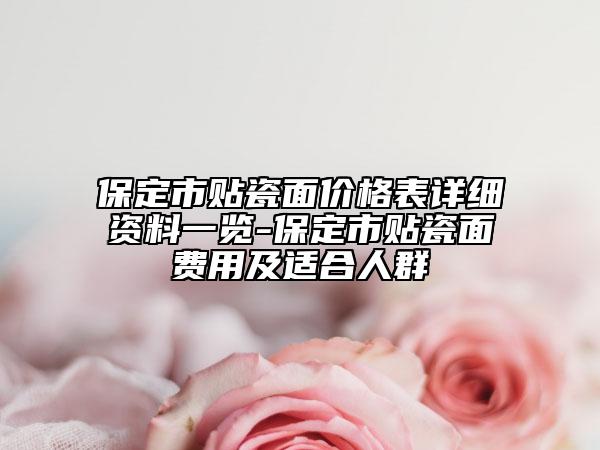 保定市貼瓷面價格表詳細(xì)資料一覽-保定市貼瓷面費用及適合人群