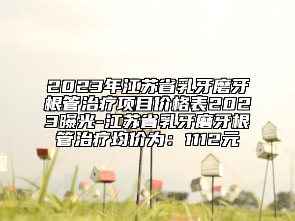 2023年江蘇省乳牙磨牙根管治療項目價格表2023曝光-江蘇省乳牙磨牙根管治療均價為：1112元