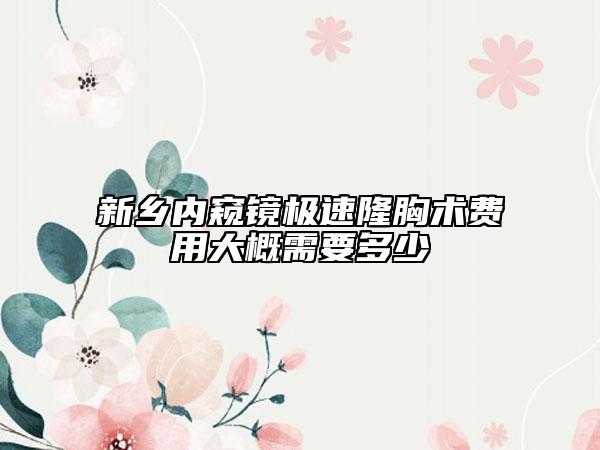 新鄉(xiāng)內(nèi)窺鏡極速隆胸術費用大概需要多少