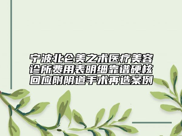 寧波北侖美之術(shù)醫(yī)療美容診所費用表明細靠譜硬核回應(yīng)附陰道手術(shù)再造案例