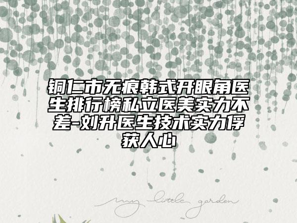 銅仁市無(wú)痕韓式開眼角醫(yī)生排行榜私立醫(yī)美實(shí)力不差-劉升醫(yī)生技術(shù)實(shí)力俘獲人心