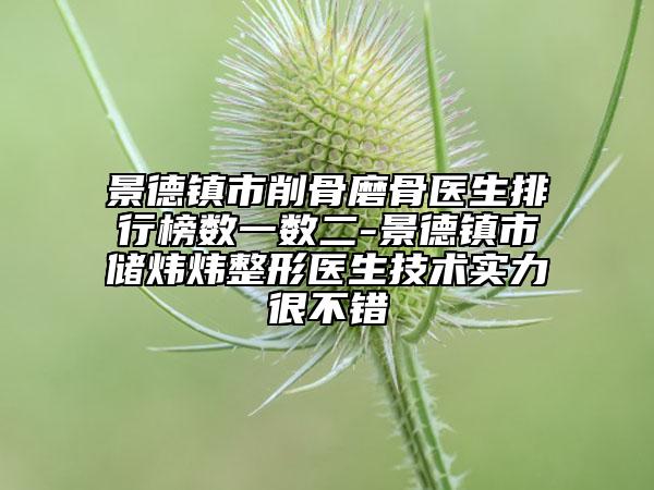 景德鎮(zhèn)市削骨磨骨醫(yī)生排行榜數(shù)一數(shù)二-景德鎮(zhèn)市儲煒煒整形醫(yī)生技術實力很不錯
