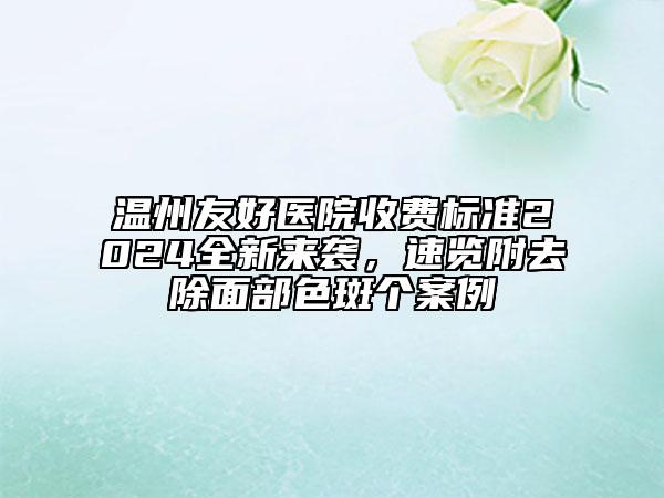 溫州友好醫(yī)院收費標準2024全新來襲，速覽附去除面部色斑個案例