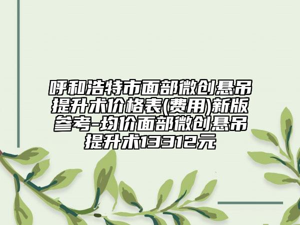 呼和浩特市面部微創(chuàng)懸吊提升術(shù)價(jià)格表(費(fèi)用)新版參考-均價(jià)面部微創(chuàng)懸吊提升術(shù)13312元