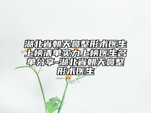 湖北省朝天鼻整形術(shù)醫(yī)生上榜清單實(shí)力上榜醫(yī)生名單分享-湖北省朝天鼻整形術(shù)醫(yī)生