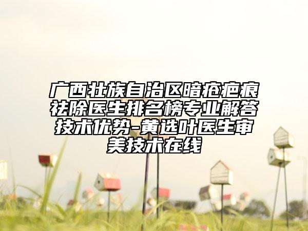 廣西壯族自治區(qū)暗瘡疤痕祛除醫(yī)生排名榜專業(yè)解答技術(shù)優(yōu)勢-黃選葉醫(yī)生審美技術(shù)在線