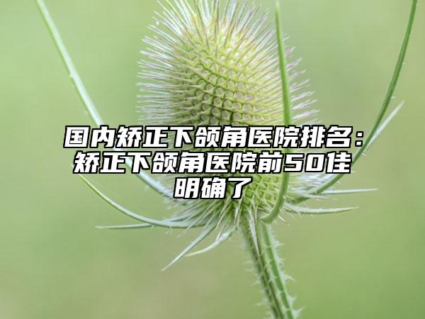 國內(nèi)矯正下頜角醫(yī)院排名：矯正下頜角醫(yī)院前50佳明確了
