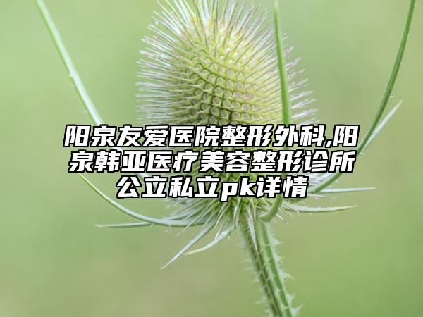 陽泉友愛醫(yī)院整形外科,陽泉韓亞醫(yī)療美容整形診所公立私立pk詳情