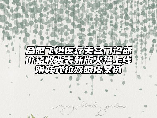 合肥飛橙醫(yī)療美容門診部?jī)r(jià)格收費(fèi)表新版火熱上線附韓式拉雙眼皮案例
