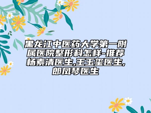 黑龍江中醫(yī)藥大學(xué)第一附屬醫(yī)院整形科怎樣-推薦楊素清醫(yī)生,王玉璽醫(yī)生,郎鳳琴醫(yī)生