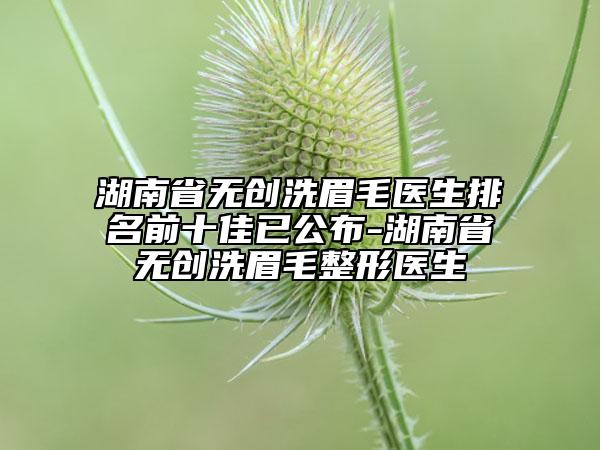 湖南省無(wú)創(chuàng)洗眉毛醫(yī)生排名前十佳已公布-湖南省無(wú)創(chuàng)洗眉毛整形醫(yī)生