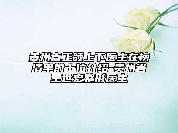 貴州省正頜上下醫(yī)生在榜清單前十位介紹-貴州省王世宏整形醫(yī)生