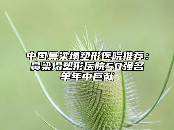 中國鼻梁塌塑形醫(yī)院推薦：鼻梁塌塑形醫(yī)院50強名單年中巨獻