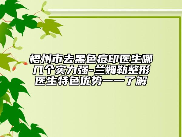 梧州市去黑色痘印醫(yī)生哪幾個實力強-蘭姆勒整形醫(yī)生特色優(yōu)勢一一了解