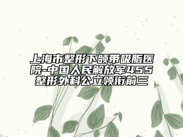 上海市整形下頜帶吸脂醫(yī)院-中國(guó)人民解放軍455整形外科公立領(lǐng)銜前三