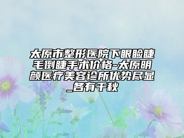 太原市整形醫(yī)院下眼瞼睫毛倒睫手術(shù)價格-太原明顏醫(yī)療美容診所優(yōu)勢盡顯_各有千秋