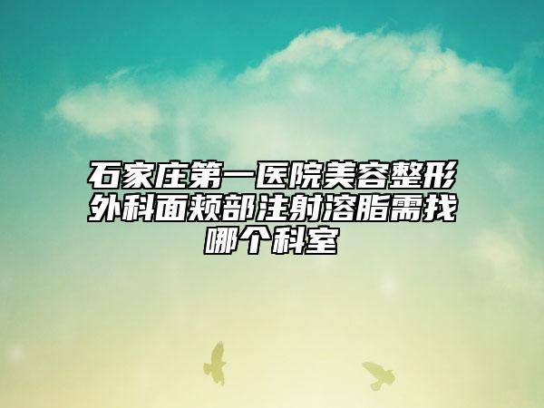 石家莊第一醫(yī)院美容整形外科面頰部注射溶脂需找哪個科室