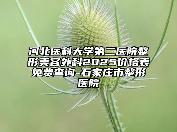 河北醫(yī)科大學(xué)第二醫(yī)院整形美容外科2025價(jià)格表免費(fèi)查詢(xún)-石家莊市整形醫(yī)院