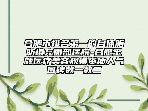 合肥市排名第一的自體脂肪填充面部醫(yī)院-合肥玉顏醫(yī)療美容規(guī)模資質(zhì)人氣口碑?dāng)?shù)一數(shù)二