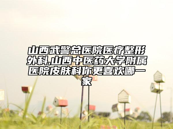 山西武警總醫(yī)院醫(yī)療整形外科,山西中醫(yī)藥大學(xué)附屬醫(yī)院皮膚科你更喜歡哪一家