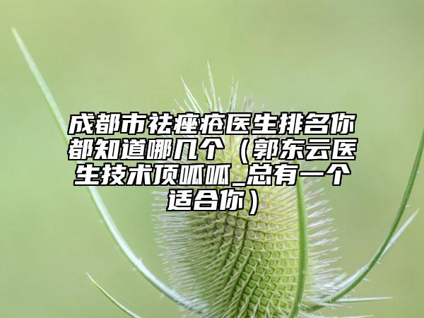 成都市祛痤瘡醫(yī)生排名你都知道哪幾個(gè)（郭東云醫(yī)生技術(shù)頂呱呱_總有一個(gè)適合你）
