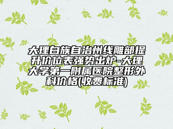 大理白族自治州線雕部提升價位表強勢出爐-大理大學第一附屬醫(yī)院整形外科價格(收費標準)