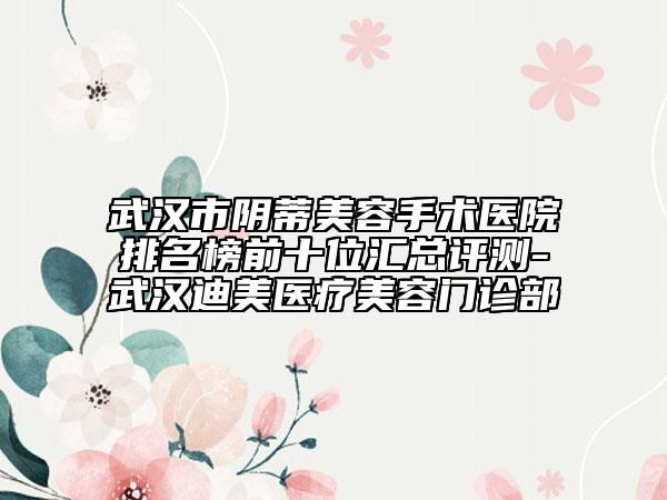 武漢市陰蒂美容手術醫(yī)院排名榜前十位匯總評測-武漢迪美醫(yī)療美容門診部