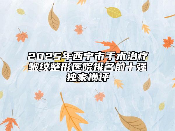 2025年西寧市手術(shù)治療皺紋整形醫(yī)院排名前十強獨家橫評