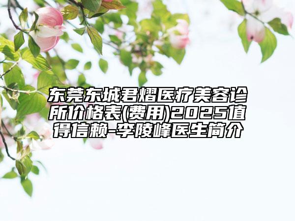 東莞東城君熠醫(yī)療美容診所價(jià)格表(費(fèi)用)2025值得信賴-李陵峰醫(yī)生簡介