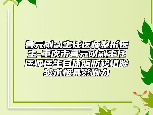 魯元剛副主任醫(yī)師整形醫(yī)生-重慶市魯元剛副主任醫(yī)師醫(yī)生自體脂肪移植除皺術極具影響力