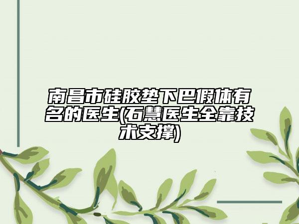 南昌市硅膠墊下巴假體有名的醫(yī)生(石慧醫(yī)生全靠技術(shù)支撐)