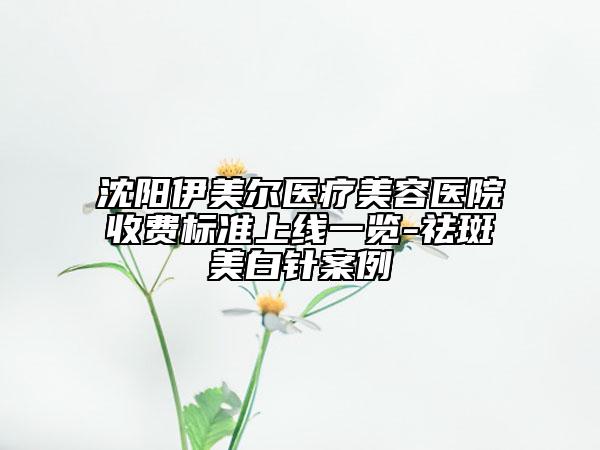 沈陽伊美爾醫(yī)療美容醫(yī)院收費標準上線一覽-祛斑美白針案例