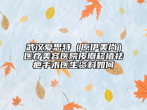 武漢愛思特（原伊美尚）醫(yī)療美容醫(yī)院皮瓣移植祛疤手術(shù)醫(yī)生資料如何