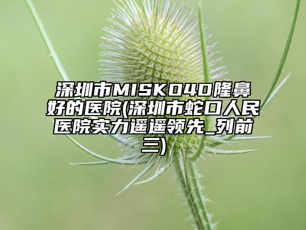 深圳市MISKO4D隆鼻好的醫(yī)院(深圳市蛇口人民醫(yī)院實(shí)力遙遙領(lǐng)先_列前三)