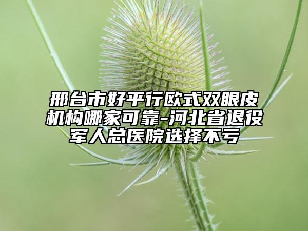 邢臺(tái)市好平行歐式雙眼皮機(jī)構(gòu)哪家可靠-河北省退役軍人總醫(yī)院選擇不虧