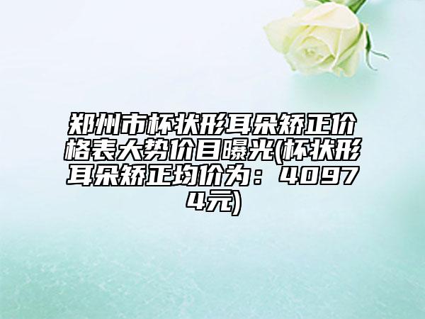 鄭州市杯狀形耳朵矯正價格表大勢價目曝光(杯狀形耳朵矯正均價為：40974元)