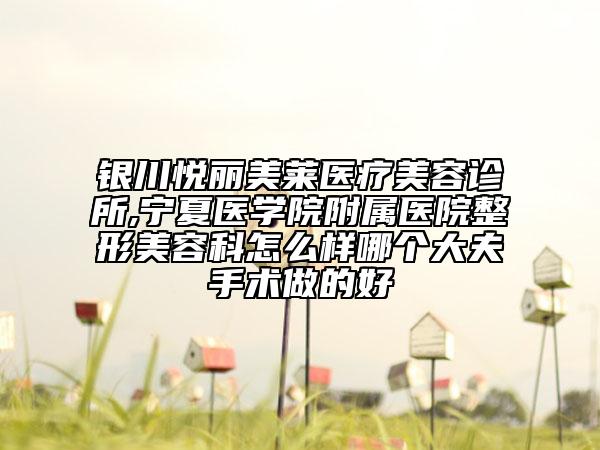 銀川悅麗美萊醫(yī)療美容診所,寧夏醫(yī)學(xué)院附屬醫(yī)院整形美容科怎么樣哪個大夫手術(shù)做的好