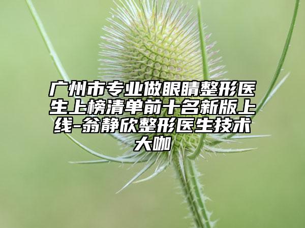 廣州市專業(yè)做眼睛整形醫(yī)生上榜清單前十名新版上線-翁靜欣整形醫(yī)生技術(shù)大咖