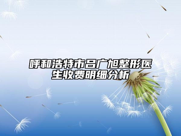 呼和浩特市呂廣旭整形醫(yī)生收費(fèi)明細(xì)分析