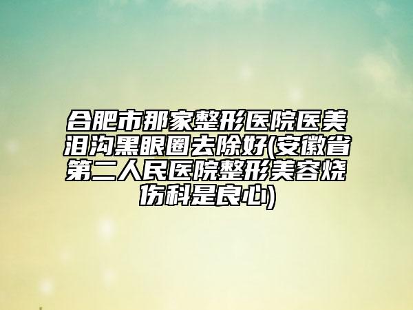 合肥市那家整形醫(yī)院醫(yī)美淚溝黑眼圈去除好(安徽省第二人民醫(yī)院整形美容燒傷科是良心)