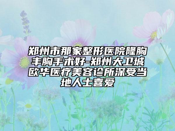 鄭州市那家整形醫(yī)院隆胸豐胸手術(shù)好-鄭州大衛(wèi)城歐華醫(yī)療美容診所深受當(dāng)?shù)厝耸肯矏? data-alt=