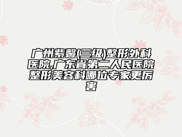 廣州紫馨(三級(jí))整形外科醫(yī)院,廣東省第二人民醫(yī)院整形美容科哪位專(zhuān)家更厲害