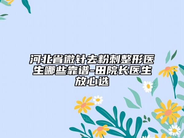 河北省微針去粉刺整形醫(yī)生哪些靠譜-田院長(zhǎng)醫(yī)生放心選