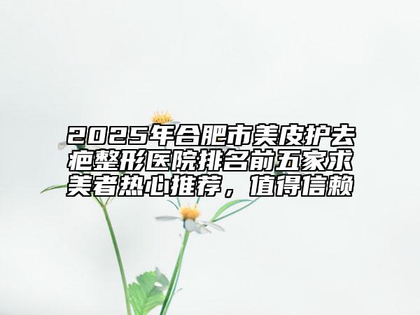 2025年合肥市美皮護去疤整形醫(yī)院排名前五家求美者熱心推薦，值得信賴