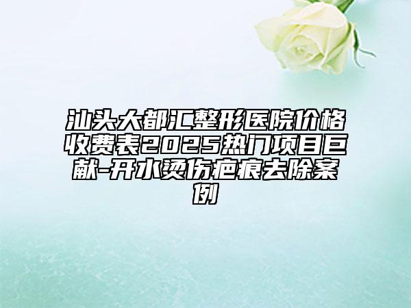 汕頭大都匯整形醫(yī)院價格收費表2025熱門項目巨獻-開水燙傷疤痕去除案例