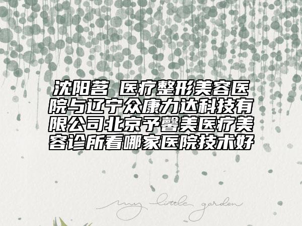 沈陽茗湲醫(yī)療整形美容醫(yī)院與遼寧眾康力達(dá)科技有限公司北京予馨美醫(yī)療美容診所看哪家醫(yī)院技術(shù)好