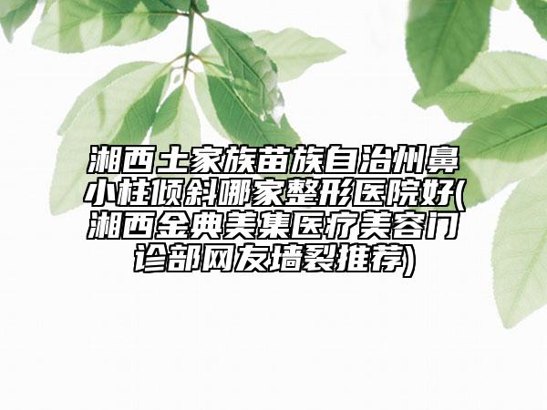 湘西土家族苗族自治州鼻小柱傾斜哪家整形醫(yī)院好(湘西金典美集醫(yī)療美容門診部網(wǎng)友墻裂推薦)