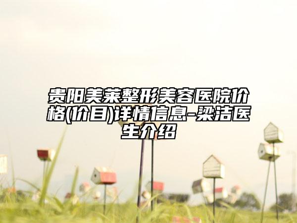 貴陽美萊整形美容醫(yī)院價(jià)格(價(jià)目)詳情信息-梁潔醫(yī)生介紹