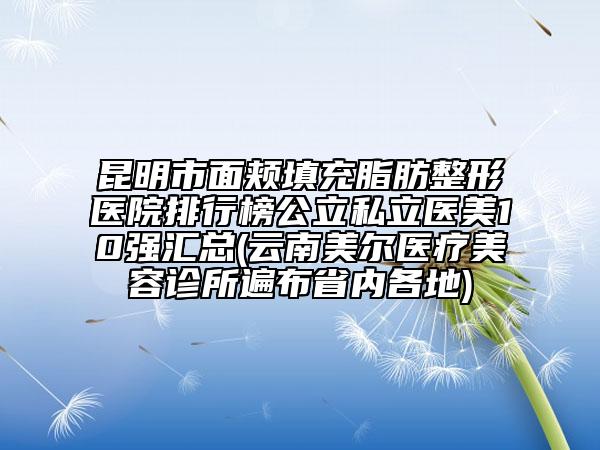 昆明市面頰填充脂肪整形醫(yī)院排行榜公立私立醫(yī)美10強(qiáng)匯總(云南美爾醫(yī)療美容診所遍布省內(nèi)各地)