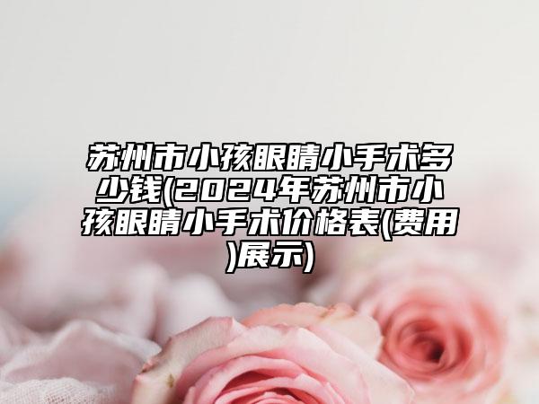 蘇州市小孩眼睛小手術(shù)多少錢(2024年蘇州市小孩眼睛小手術(shù)價格表(費用)展示)